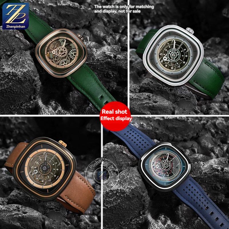 New Style Cowhide Fridays Bracelet For Seven On Friday Watch T1/06/01/t2/t3 Series Calfskin Green Brown Blue Watch Strap 26mm