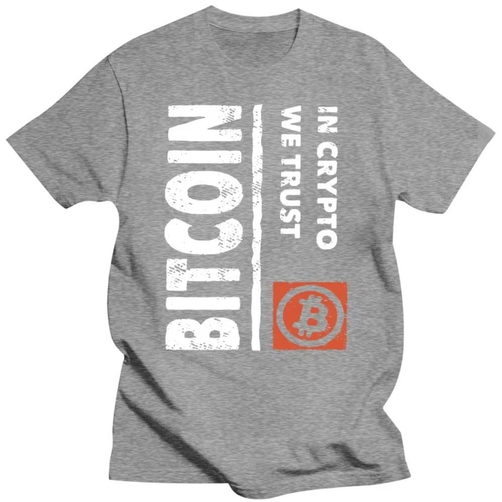 Vintage Grunge Bitcoin Retro In Crypto We Trust T Shirt for Men Pure Cotton T-shirt Short Sleeves BTC Tee Cryptocurrency Tshirt