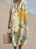 New Imitation Cotton Large Size Women's Shirt Short Sleeve Dress Ocean Vacation Company