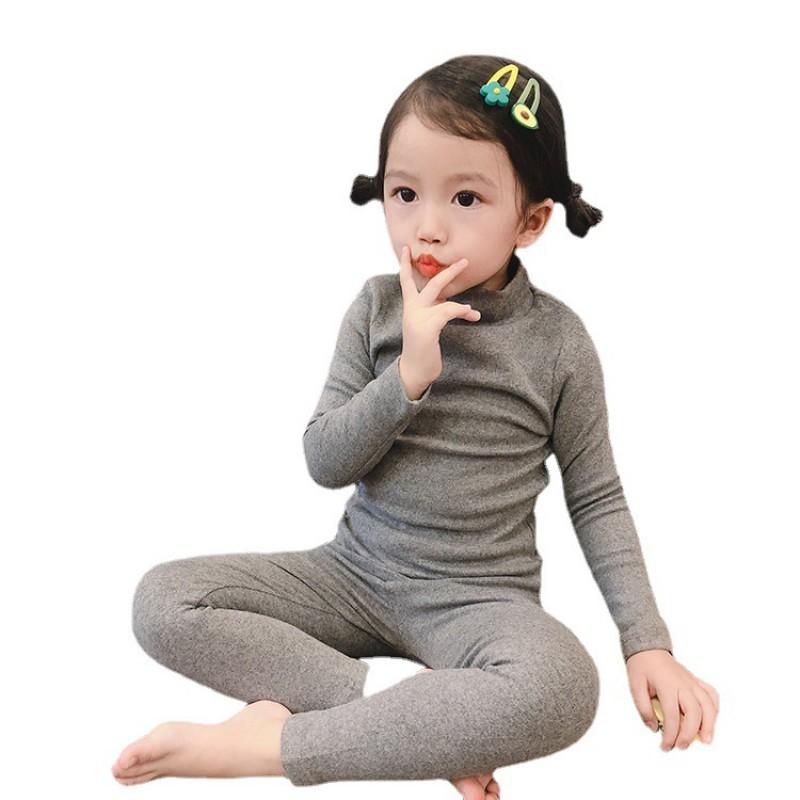 Kids Thermal Pajama Set Long Sleeve Cotton Fleece-Lined Sleepwear Boys Girls Winter A-Class Safety