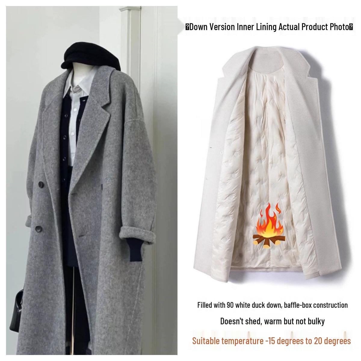 

Маленькое утолщенное пальто средней длины из шенилловой шерсти с наполнителем из белого утиного пуха XS [Recommended 80-105 jin]