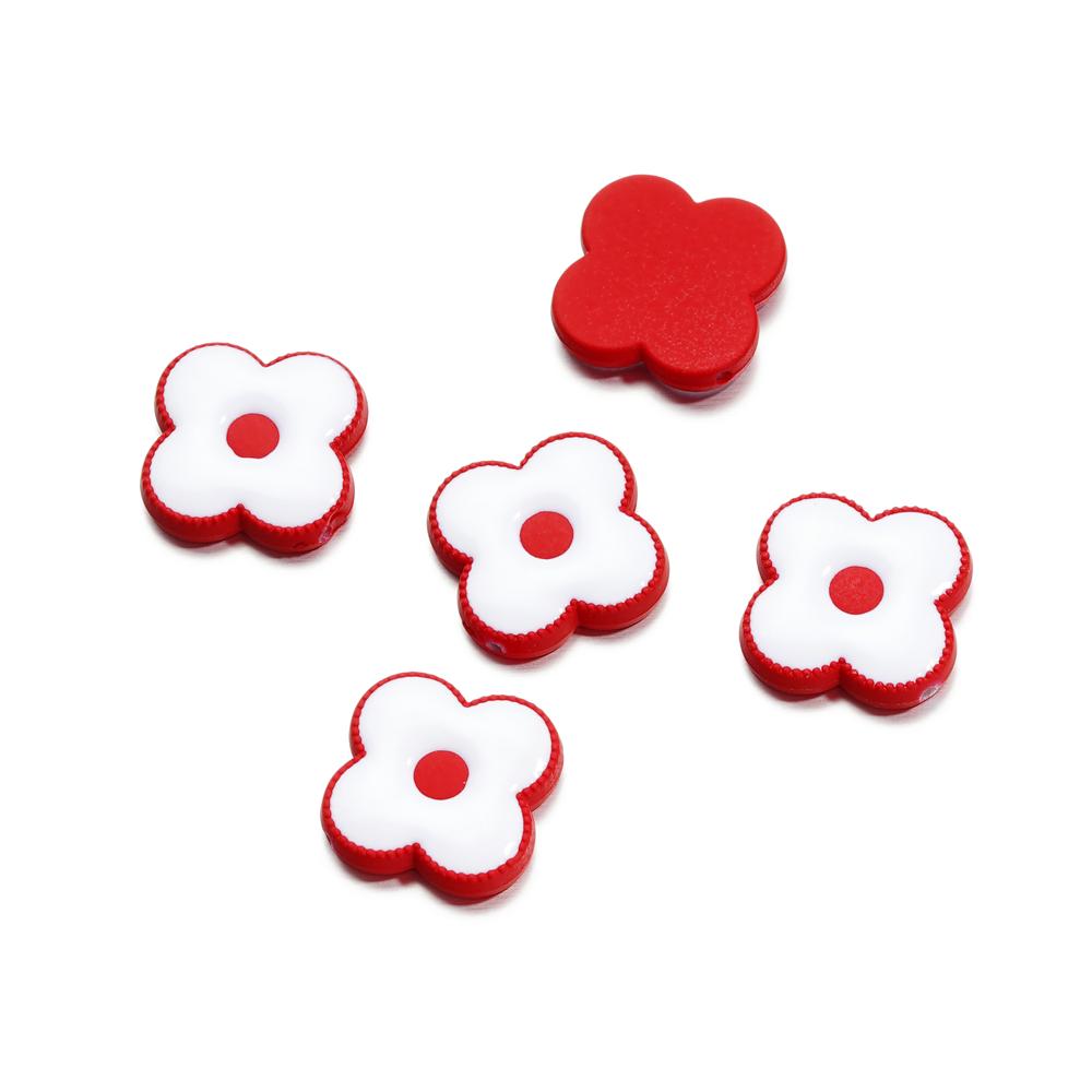 

10Pcs/Lot 24.8mm Acrylic Flowers Shape Charm Loose Spacer Beads For DIY Jewelry Making Handmade Necklace Bracelet Accessories 10pcs красный
