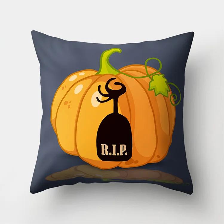 45x45cm Halloween Pumpkin Ghost Black Cat Print Cushion Cover Home Living Room Sofa Decoration Pillow