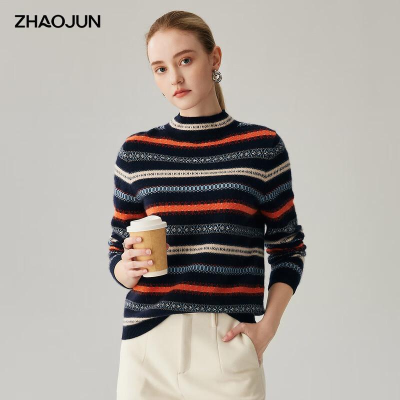 

Женский кашемировый свитер Zhaojun с узором Fair Isle и воротником-стойкой XL
