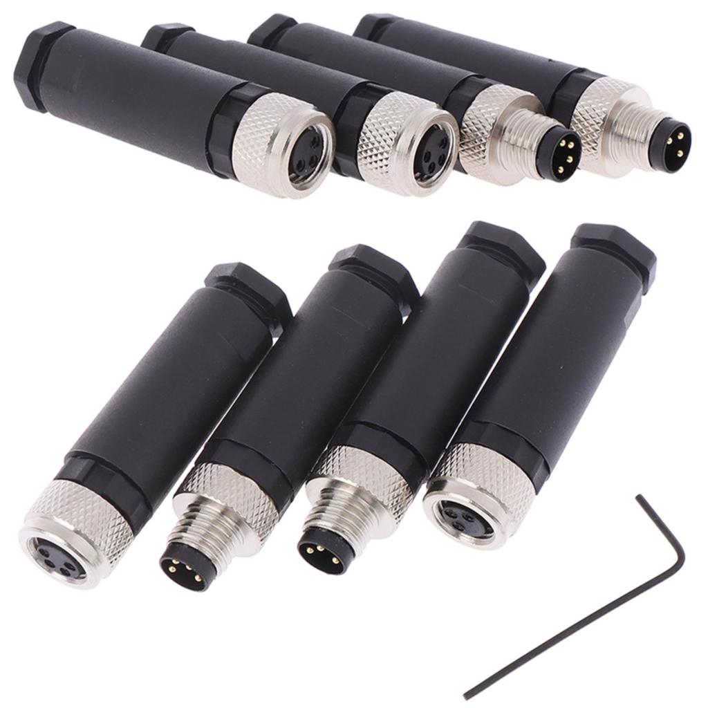 High Quality 3/4 Pin Male/Female Straight Angle Plug Black Waterproof M8 Connector Plug Professional M8 Sensor Connector