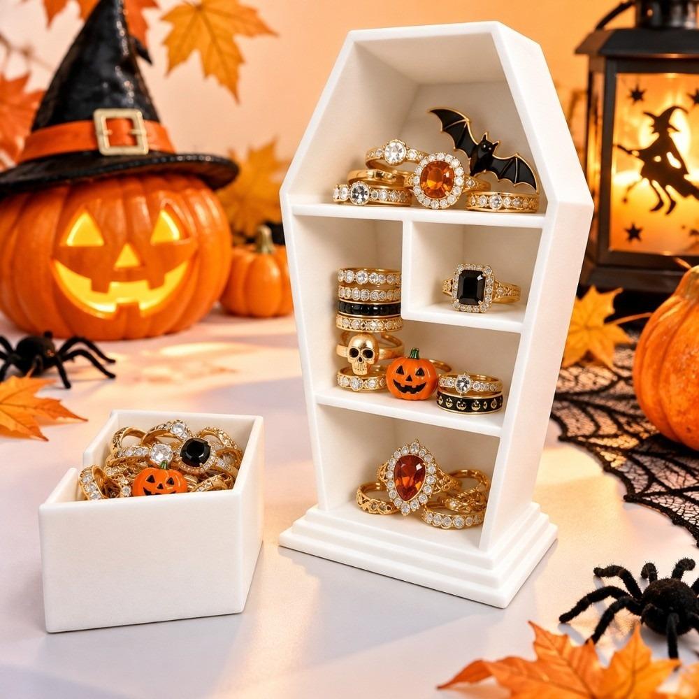 Vícekomorový rakvový šperkovnice Gotická krabička na prsteny, náhrdelníky, náušnice Halloween