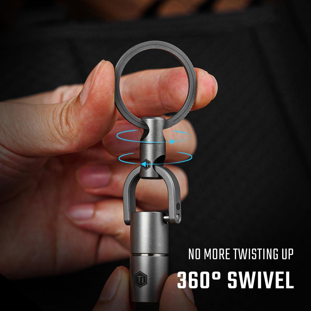 KeyUnity KA15 Titanium Key Ring, Connector, 360 Degree Rotation, Titanium Car Key Holder, Men's