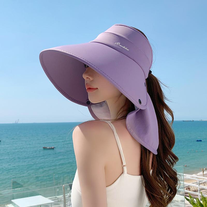 Summer Uv Protection Sun Hat With Wide Brim And Removable Shoulder For Women