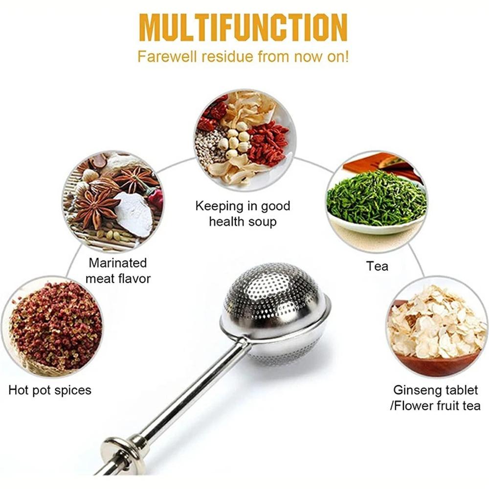 Stainless Steel Strainer Ball Press Telescopic Tea Filter Creative Portable Hanging Multi-purpose Household Kitchen Tool