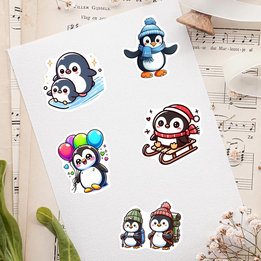 Fun Cartoon Penguin Collection Stickers Toys Gift Decal for Scrapbook Junk Journals Laptop Luggage Bottles Decorative Waterproof