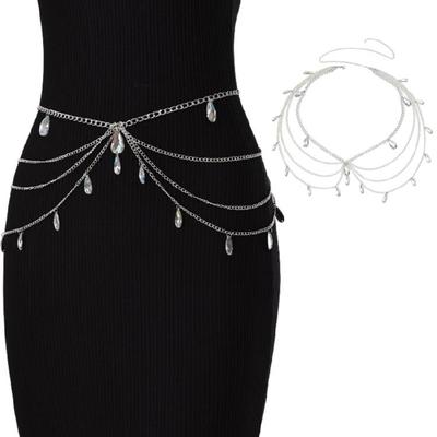 Y2K Girls Belt Versatile Metallic Subculture Chain for Jeans Dresses Club