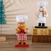 Pack of 2Pcs 17cm Wooden Nutcracker Handmade Figures Chef Gingerbread Man Puppet Festive Collectible Nutcracker Christmas Decor