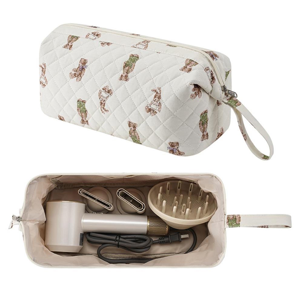 Polyester Cotton Hairdryer Storage Bag 9 Colors Large Capacity Travel Makeup Bag Floral Print Makeup Train Cases Women Girls