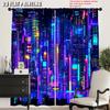 JIT 2pcs Vibrant Cityscape Window Curtains   Room Darkening   Polyester   Living Room Decor   Rod Pocket Curtains