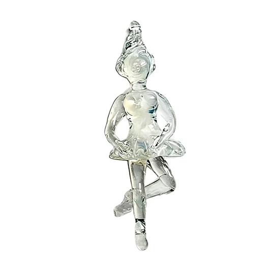 Clear Ballerina Pendant 3D Hand Blown Glass Ballet Dancer Hanging Accessories for DIY Earring Necklace Bracelet A