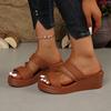 Sandalias de cuña para mujer Verano Mujer Slip on Tacón alto Moda Zapatos de mujer Cómodos Flor Exterior Sandalias de plataforma