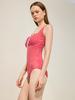 Bohemianbeullu Gingham Shirred Tie-Up One-Piece Swimsuit Red