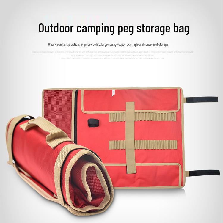 Large Outdoor Tote for Camping Gear: Includes Peg Storage, Tarp, Tent Pegs, and Hammer Kit