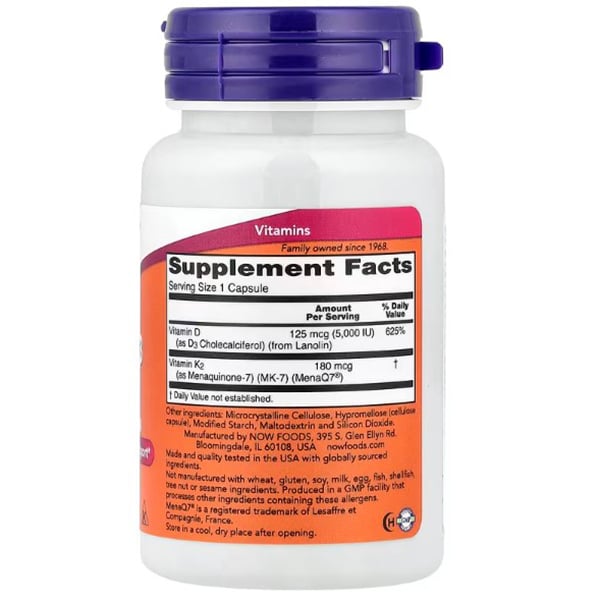 Мега Витамин Д-3 и МК-7, Mega D-3 & MK-7, Now Foods  60капс (36128410)