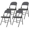 Folding Indoor Chairs, Set of 4, Velvet Seats, Steel Frame, Dark Grey