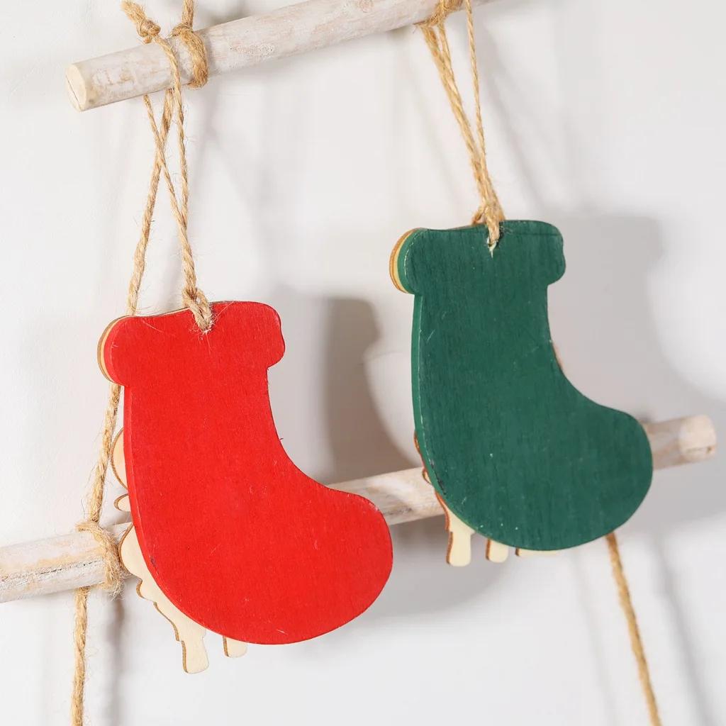 Weihnachtsdekoration Retro Holz Elch Weihnachtsstrumpf Anhänger Weihnachtsbaumschmuck Kleiner Anhänger