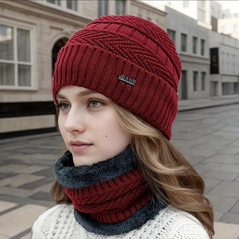 Damen Wintermütze Schal Thermische Strickmütze Weich Warm Sturmhaube Halswärmer Schals Mützen Winter Skimaske Mütze