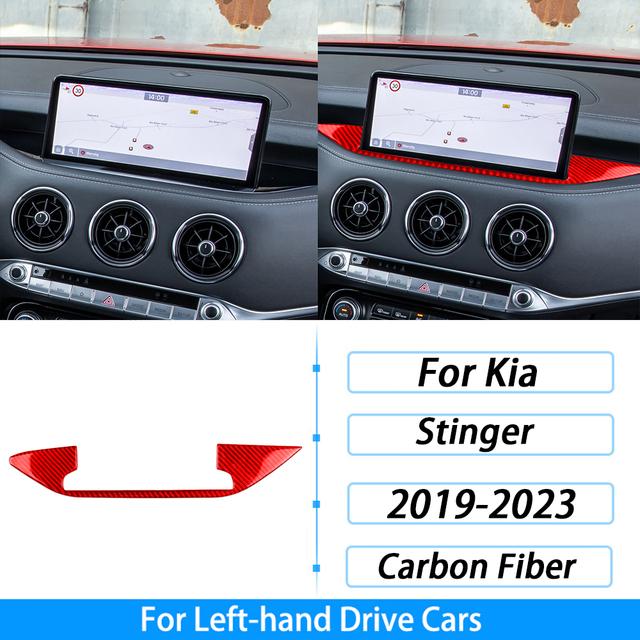 Pentru Kia Stinger - Acoperire Ornament Panou Bază Ecran Navigație Fibră de Carbon Reală Accesorii Autocolant Decor Interior Auto