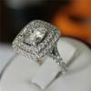 New Classic Cushion Shaped Rings Women Gorgeous Proposal Engagement Ring for Girlfriend Love Gift Wedding Bands CZ Jewelry