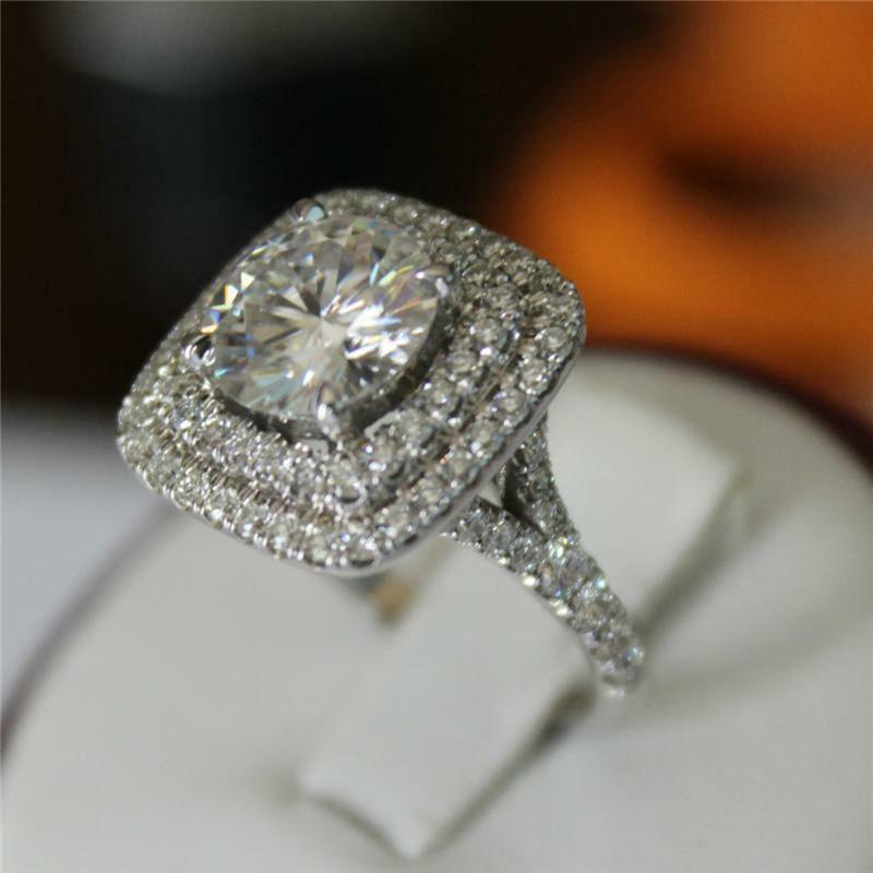 New Classic Cushion Shaped Rings Women Gorgeous Proposal Engagement Ring for Girlfriend Love Gift Wedding Bands CZ Jewelry