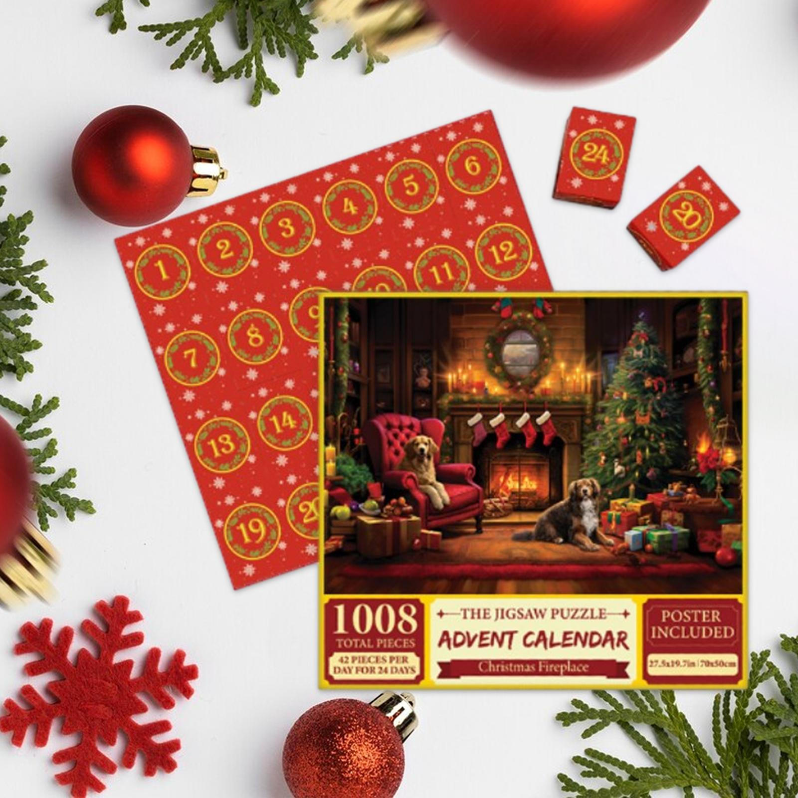 1008 Piece Puzzle Merry Christmas Gifts 24 Days of Advent in Boxs Adults Xmas Scene Dogs
