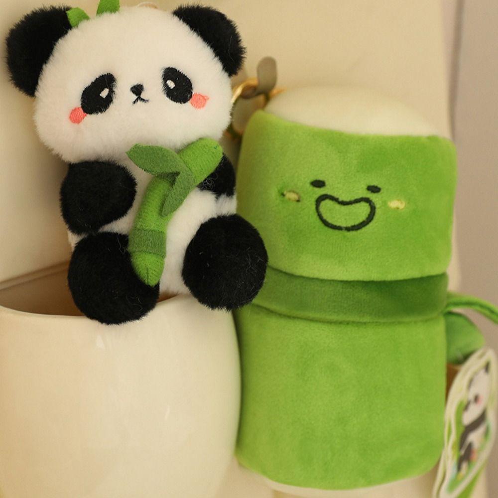 Cute Panda Keychain Cartoon Kawaii Animal Pendant Fashion Bamboo Tube Bag Pendant Unisex