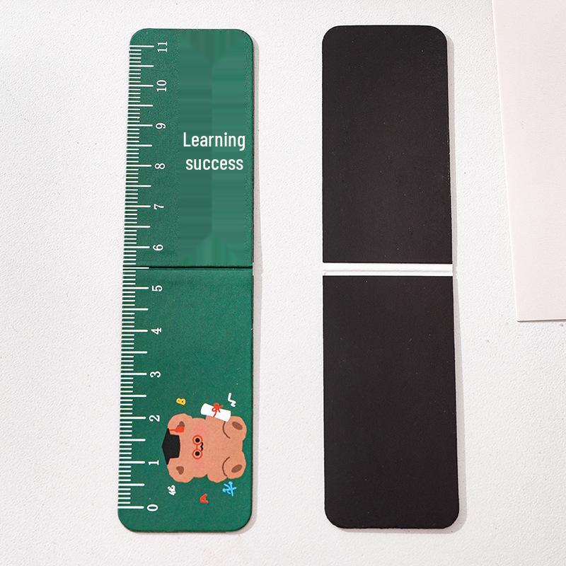 Creative Cartoon Magnetic Ruler Bookmark - Folding Page Holder for Students and Children, Ideal Stationery Gift