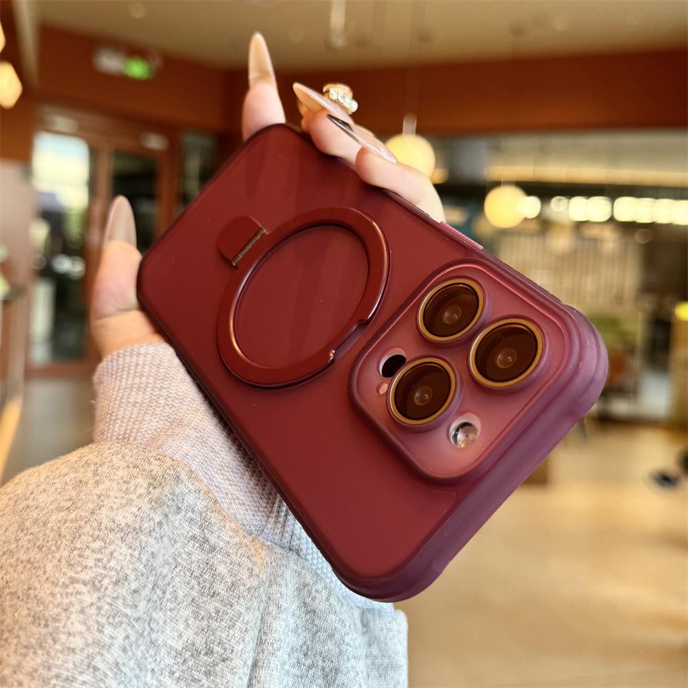 

Matte Translucent Magnetic Ring Stand Phone Case For iPhone 16 15 14 13 12 11 Pro Max Lens Protection Shockproof Cover For iPhone 14 Plus&Case & Holder