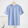Kurzarm-T-Shirt aus reiner Baumwolle mit Rundhalsausschnitt für Damen, einfarbig, halbärmeliges Basis-T-Shirt