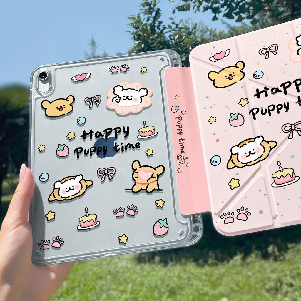Applicable To iPadair8/7/6 Tablet Case 11th Generation Line Puppy Transparent Case 11/13 Inch Pro with Pen Slot