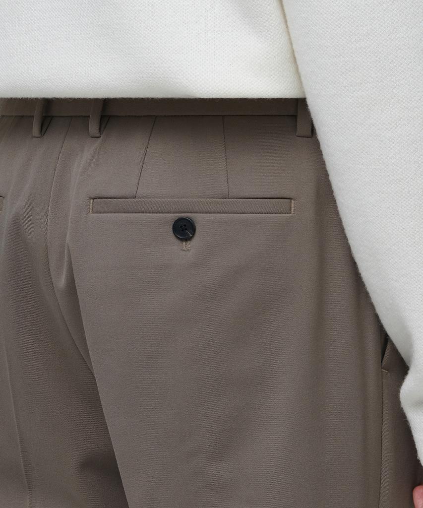 MUSINSA STANDARD Heavyweight Fleece-Lined Tapered Hidden Elastic Waist Length Slacks [Dusty Beige]
