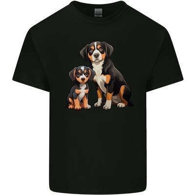 Entlebucher mit Welpen Herren Leichtes Baumwoll-T-Shirt