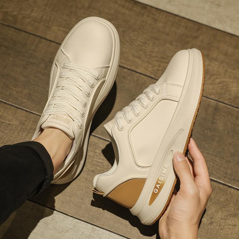Breathable Thick Soled Leather Small White Shoes Men's Trendy Shoes Men's Shoes with Fashion Board Shoes Street Casual Shoe