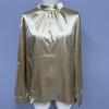 Elegante vintage skjorter med høy krage og løse lanternermer for kvinner, motetopper, ensfarget avslappet bluse, dameklær, enkel kontordameskjorte 26398