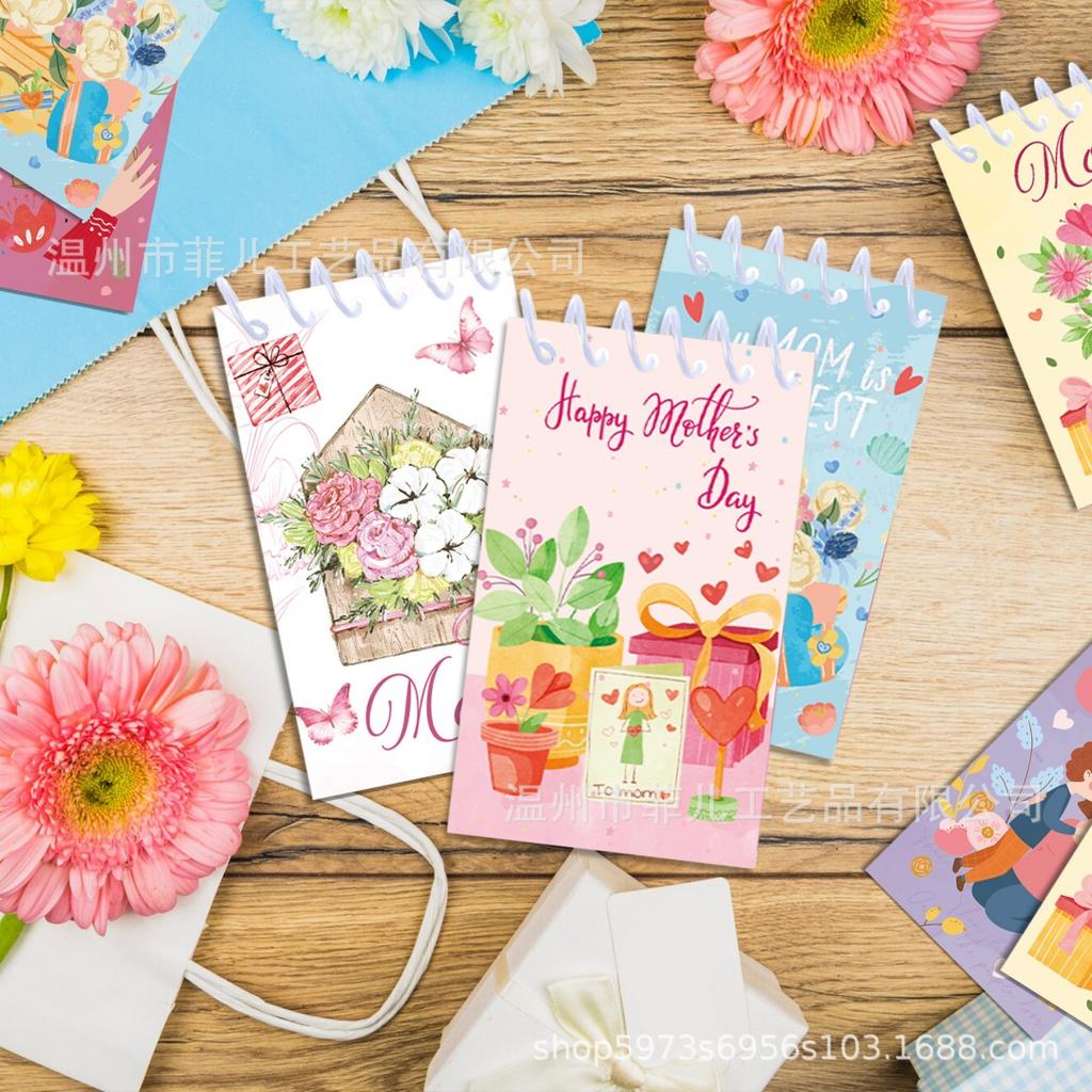 8-Pack Mother's Day Spiral Notebook Floral Mini Pocket Notepad Vertical Flip Journal for Mom Gift Students Teacher
