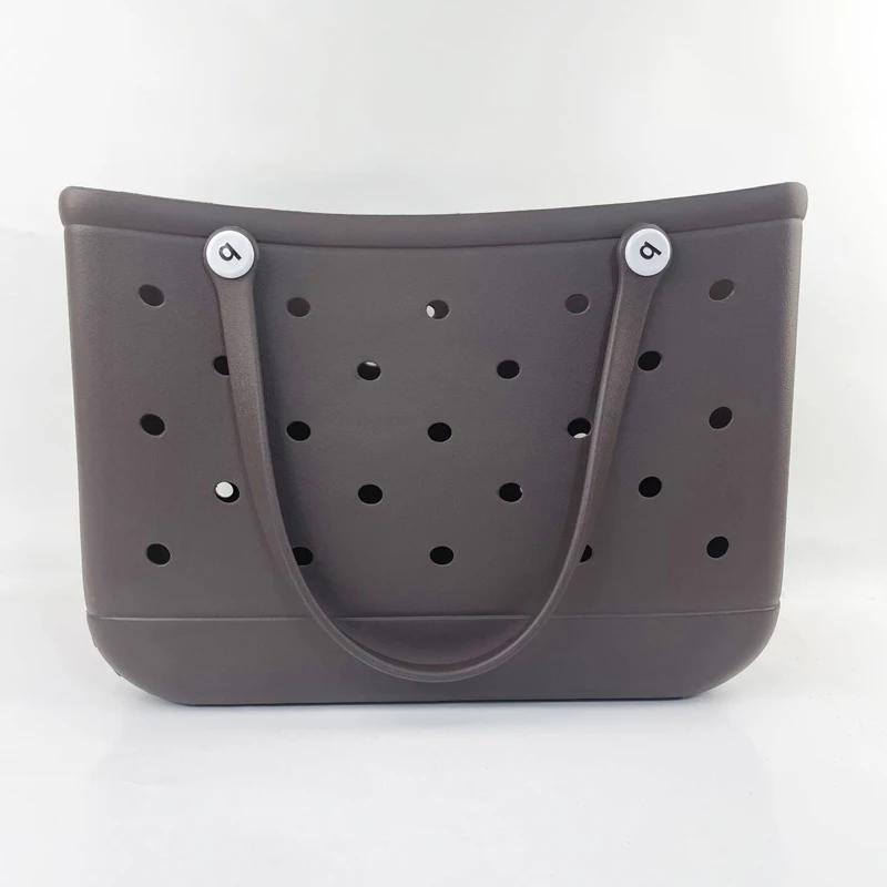 Durable Waterproof Beach Bag Storage Baskets Summer Rubber Tote Solid Color Jelly Beach Bags Sundries Organizer