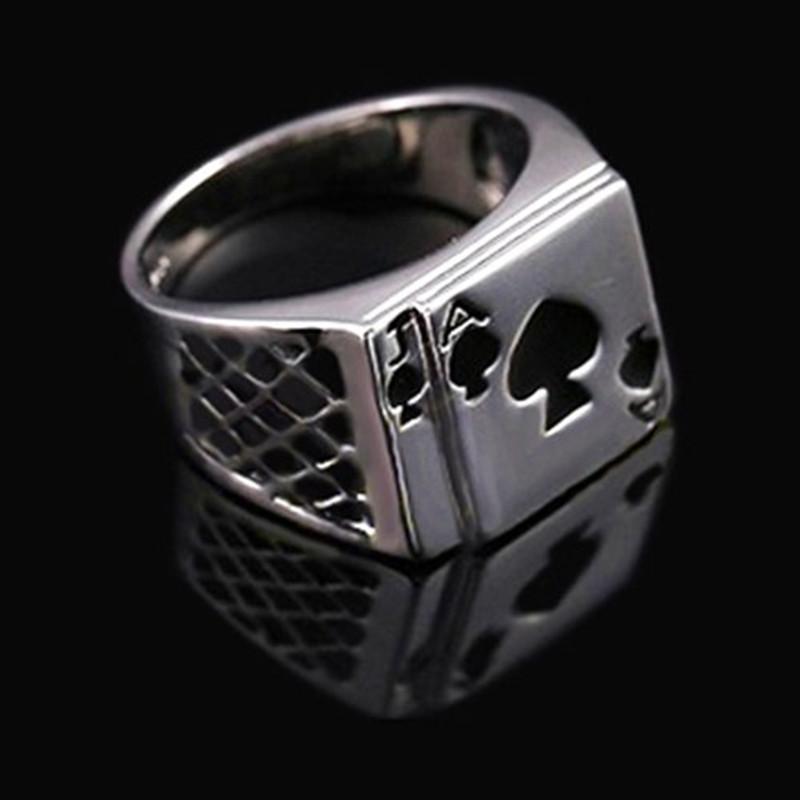 Retro Flush Poker Ring Herren Öl-Tropfen Pik-Ass Gambler's Zeigefinger