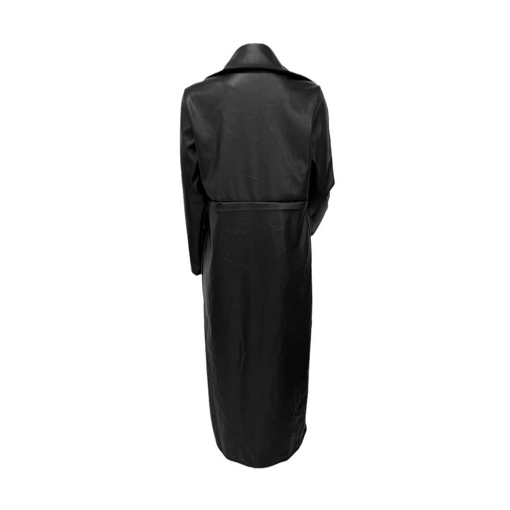 LD2271 Women's Autumn/Winter Long Leather Lapel Cardigan - Buttoned, Warm, Trendy Streetwear Jacket