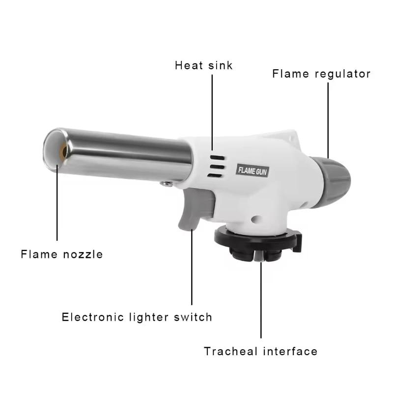 Outdoor Portable Camping Welding Butane Gas Blow Lighter Flame Gun Gas Torch Heating Torch Lighter Cooking Gas Blow Torch