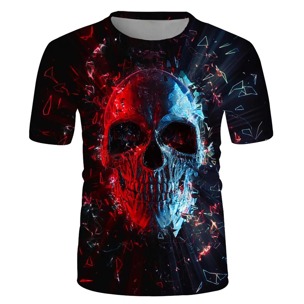 Men's Fashion Casual Loose 3D Cool Printing Round Neck Pullover T-Shirt Top
