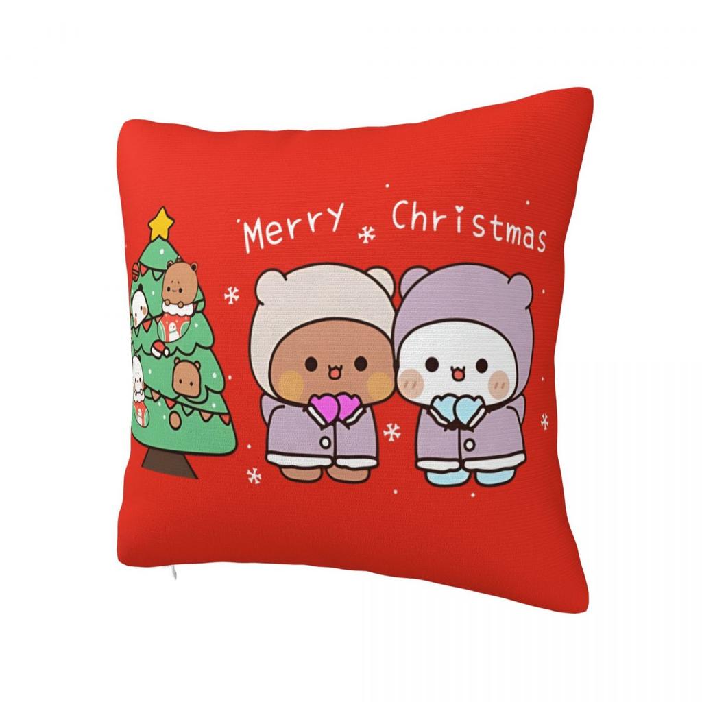 Dudu Bubu Pillow Case Merry Christmas Retro Trendy Pillow Cover Square Graphic Cushion Cover Pillowcases For Home Decoration