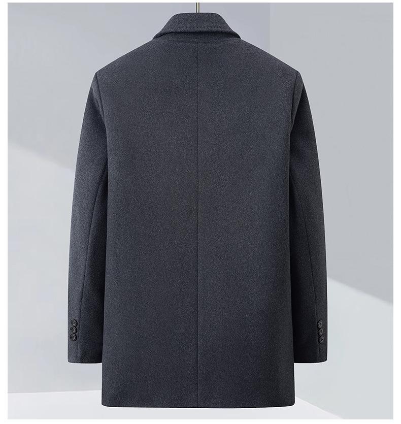 Hengyuanxiang Men's Detachable Down Liner Wool Suit Set - 2025 Fall/Winter Casual Thickened Jacket for Middle-Aged Men