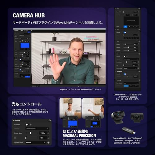 Elgato Facecam 4K Studio Webcam 4K60 HDR Uncompressed Video 49mm Lens Filter USB-C for PC and Mac