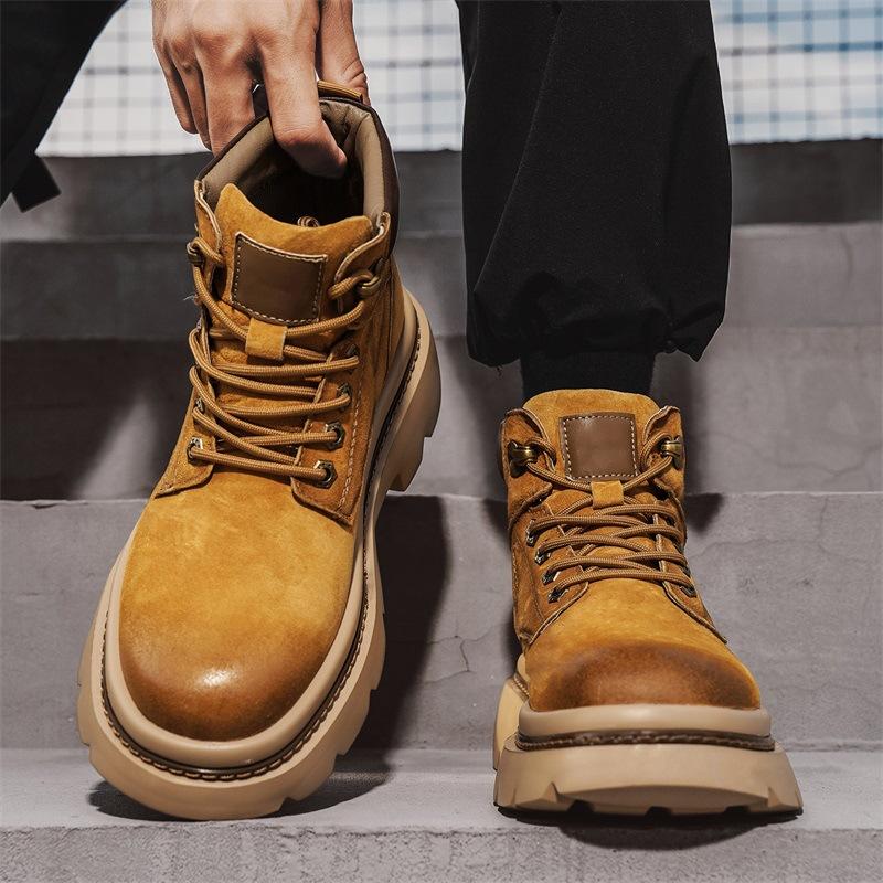 Martin boots new autumn British style retro leather rhubarb boots heightening sports high-top boots