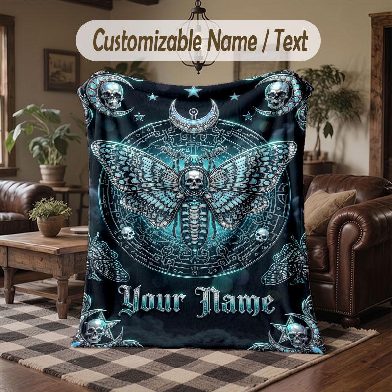 Gothic Theme Throw Blanket Custom Name Text Personalized Blanket Soft Cozy Blanket for Home Sofa Bed